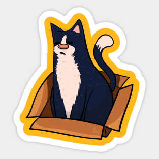 Black and White Cat in a Box Sticker